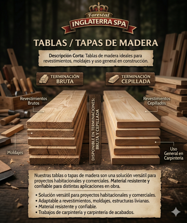 TABLAS / TAPAS DE MADERA