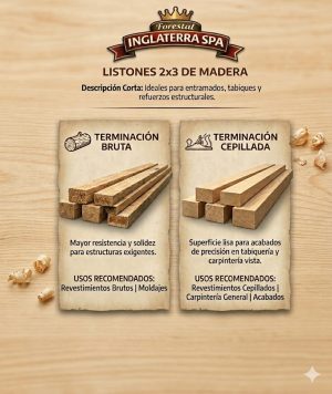 LISTONES 2x3 DE MADERA